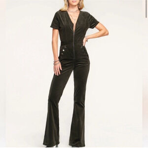 RAMY BROOK Velvet Helena Flared Leg Jumpsuit Clover Green Size 27 (MSRP $395)